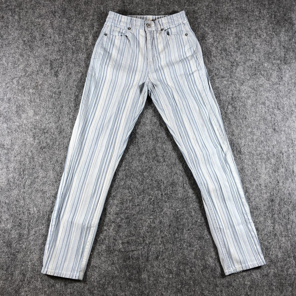 American Eagle Mom Jeans Womens‎ 000 High Rise Blue Striped Stretch Denim